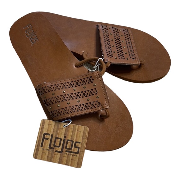 FLOJOS LEAH HALF SLIDE STUDDED LEATHER THONG SANDALS **NWT** - Picture 10 of 10